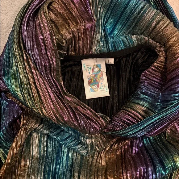 Queen Of Sparkles girls metallic multicolored rainbow hood kids dress large L - Picture 8 of 8